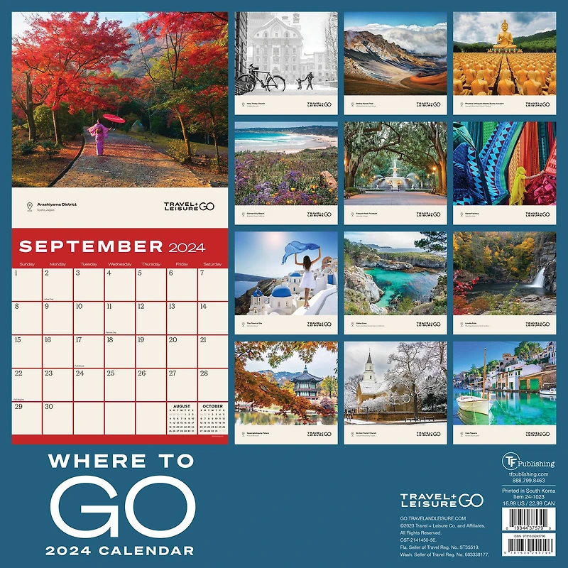 TF Publishing 2024 World's Best by Travel + Leisure Wall Calendar