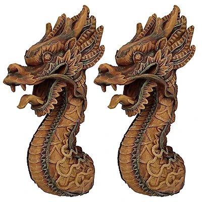 Design Toscano 18.5" The Fire Dragon Wall Sculpture Set 