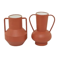 The Novogratz Orange Metal Vase with Handles Set of 2 11", 10"