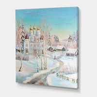 Designart - Country Road In Winter Landscape With Temple