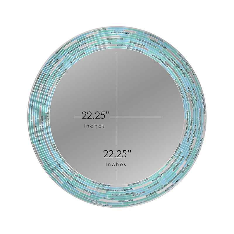 Head West Sea Glass 2 Tile Framed Round Wall Vanity Mirror - 30" x 30"