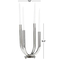 The Novogratz 15" Silver Stainless Steel Abstract U-Shaped Candelabra