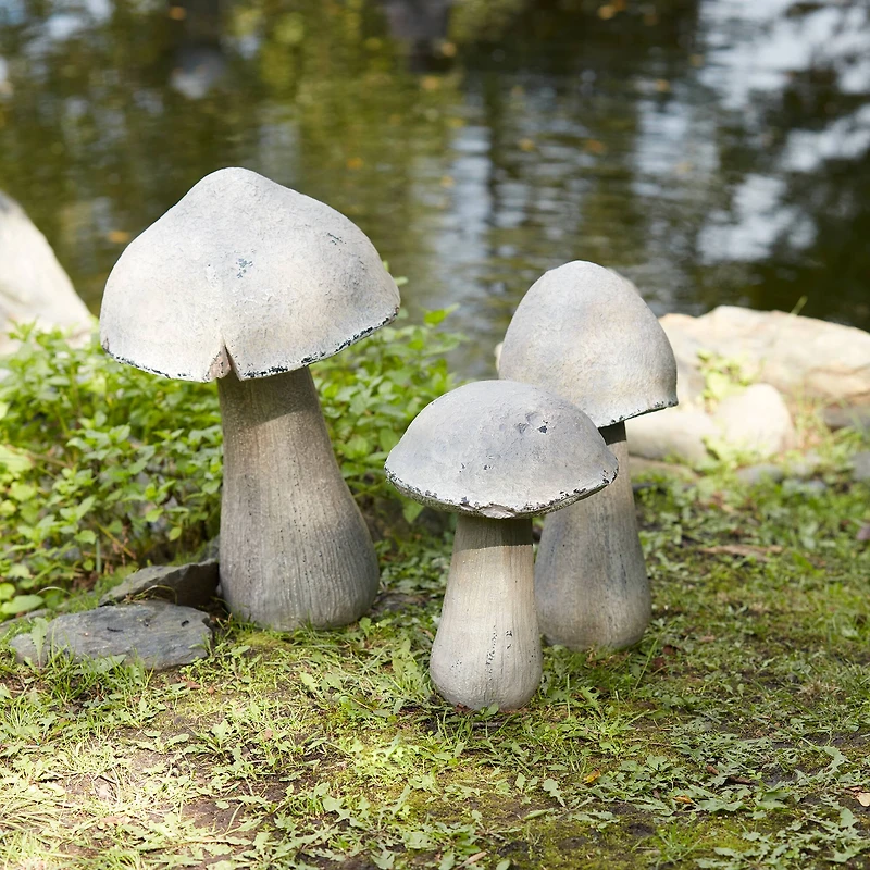 17" Faux Stone Mushroom Garden Accents. 2ct.