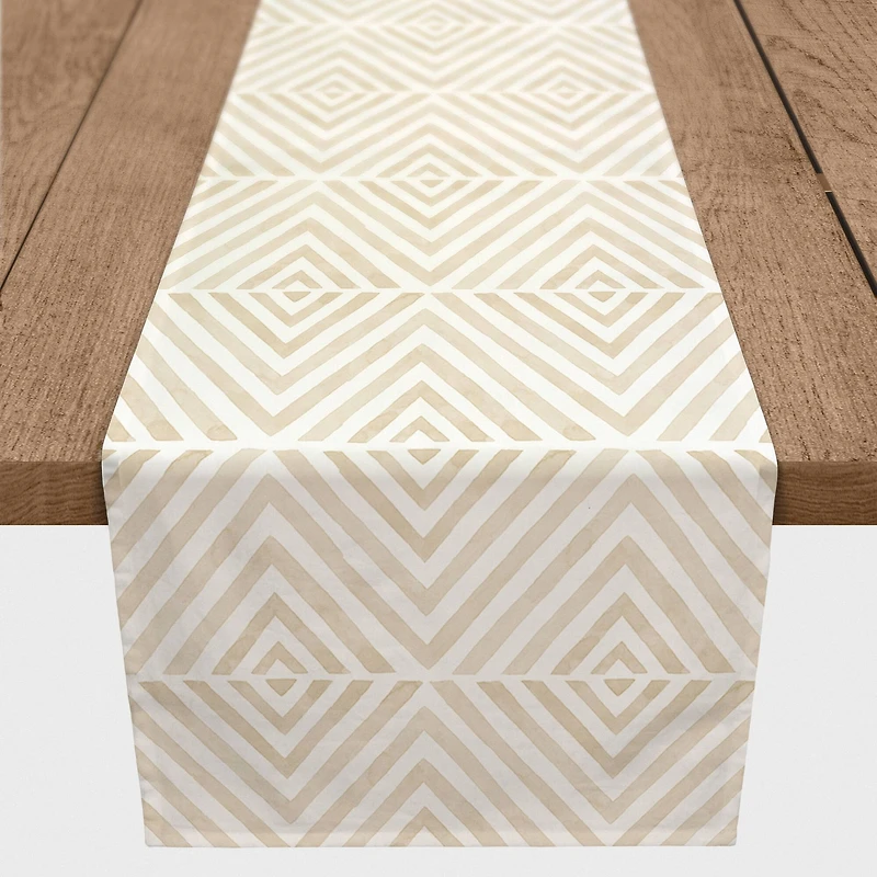 7.5ft. Cream Diamond Pattern Cotton Twill Table Runner