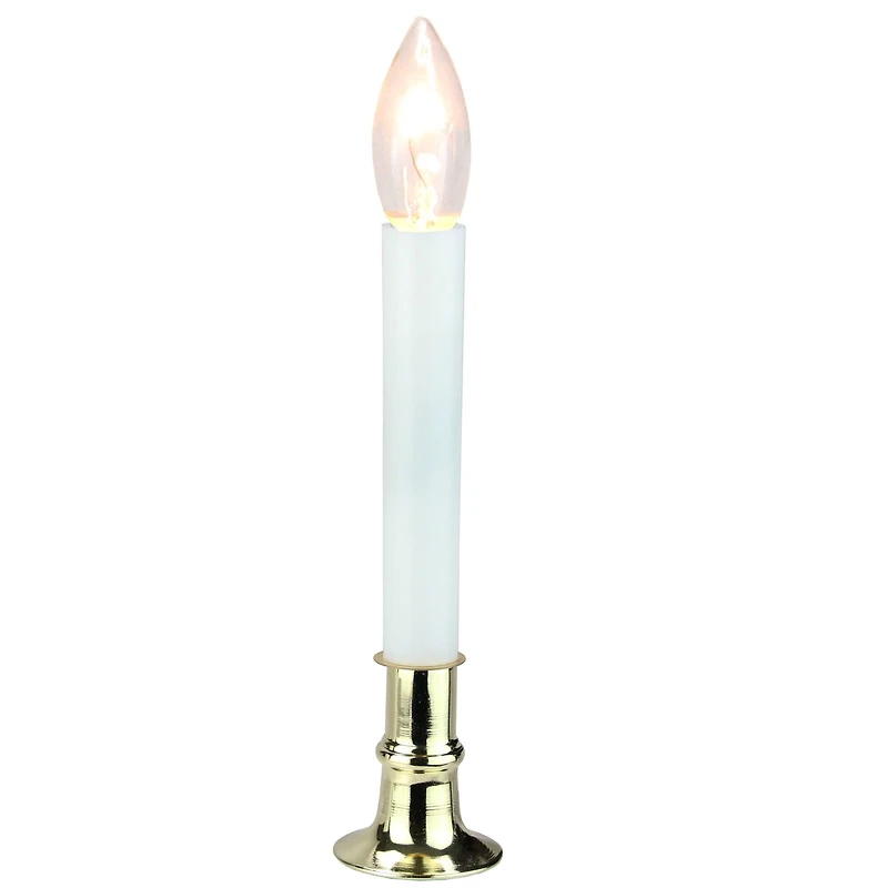 9" White & Gold Christmas Candle Lamp with Timer