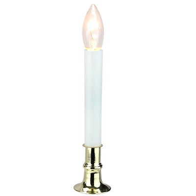9" White & Gold Christmas Candle Lamp with Timer