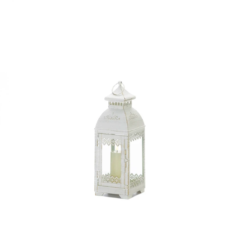 13" Rustic Metal White Lace Victorian Style Domed Lantern