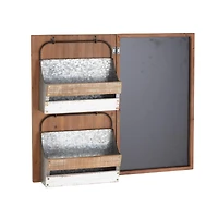 28" Brown Wood Farmhouse Magazine Rack Holder