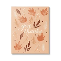 Stupell Industries Give Thanks Autumnal Leaves Canvas Wall Art