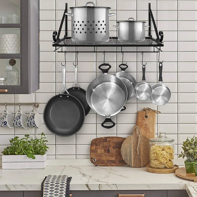 Sorbus 24.5" Black Wall Mounted Pot Rack