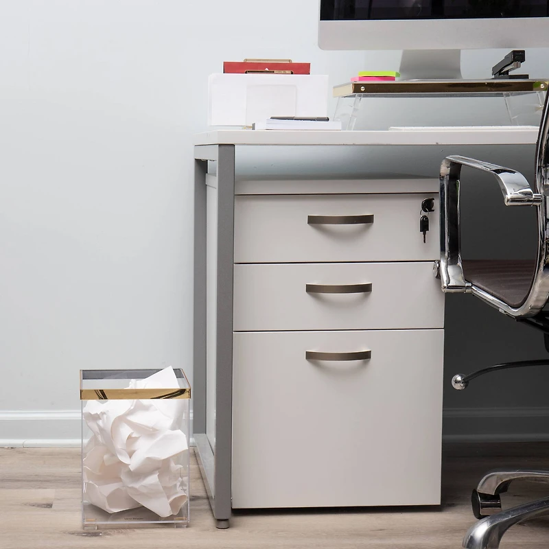 Mind Reader Cosmopolitan Collection Gold Wastepaper Basket