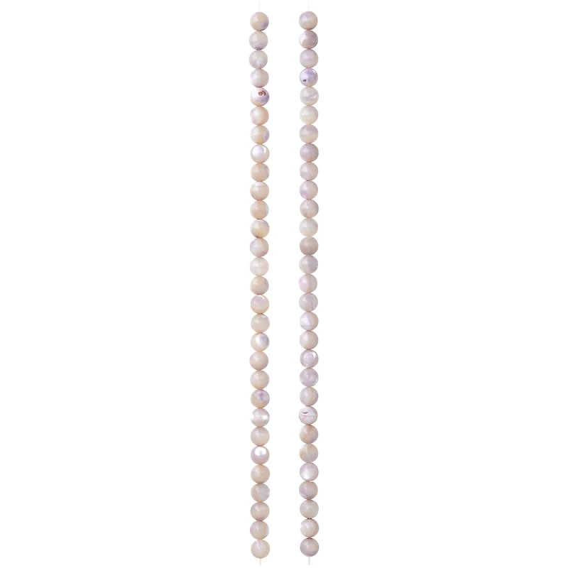 12 Pack: Light Gray Mother of Pearl Round Beads, 4mm by Bead Landing™