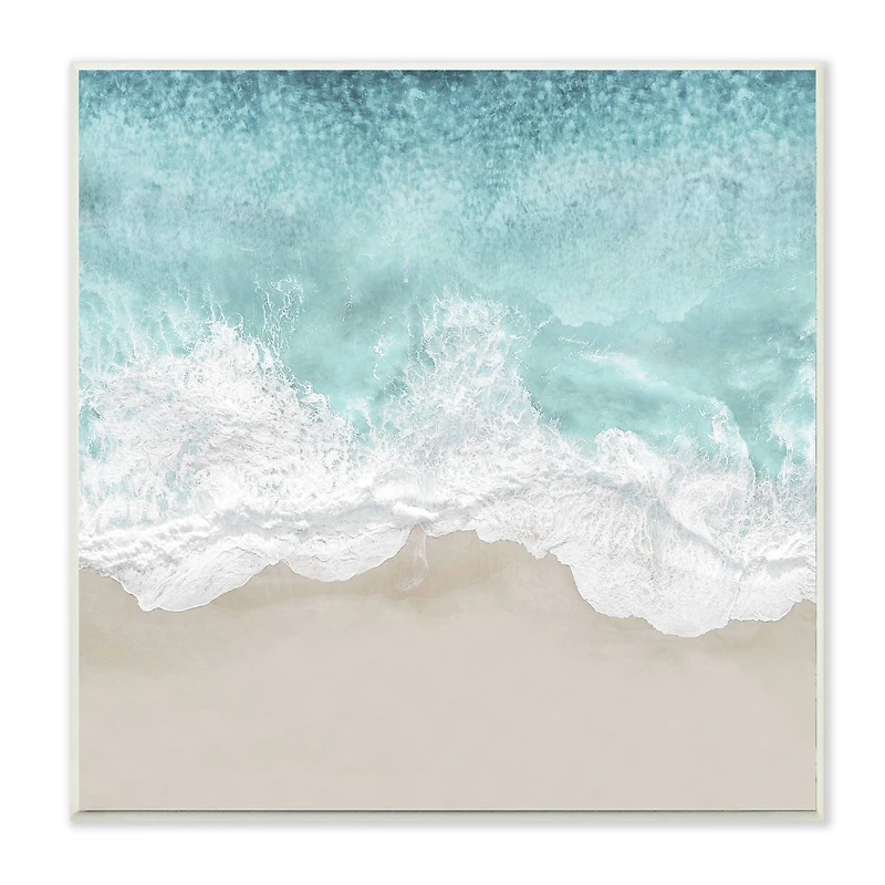 Stupell Industries Sea Foam Sandy Beach Soft Blue Coast, 12" x 12"