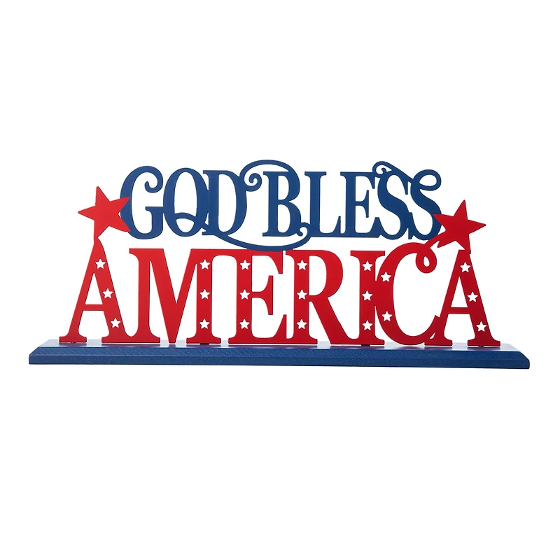 Glitzhome® 18" Wide God Bless America Tabletop Décor