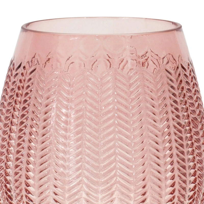 Pink Ribbed Glass Vase or Candle Holder