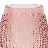 Pink Ribbed Glass Vase or Candle Holder