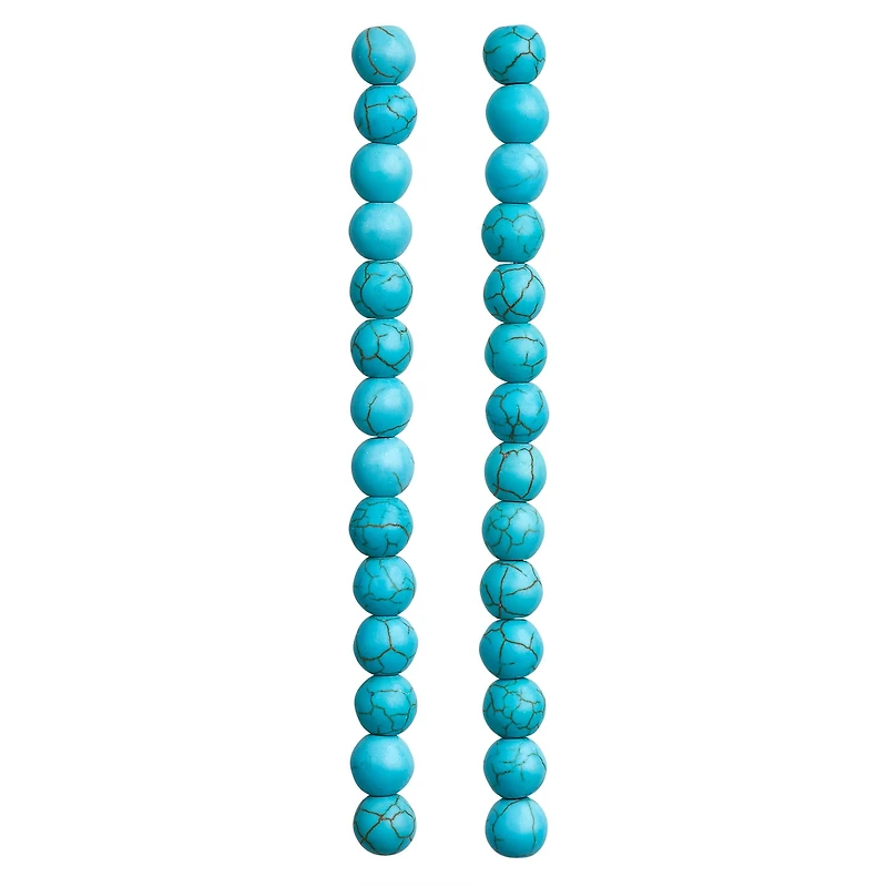 12 Pack:  Turquoise Dyed Howlite Round Beads, 8mm by Bead Landing™