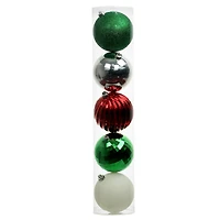 5 Pack 5.7" Red, Green & Silver Peppermint Lane Shatterproof Ornaments by Ashland®
