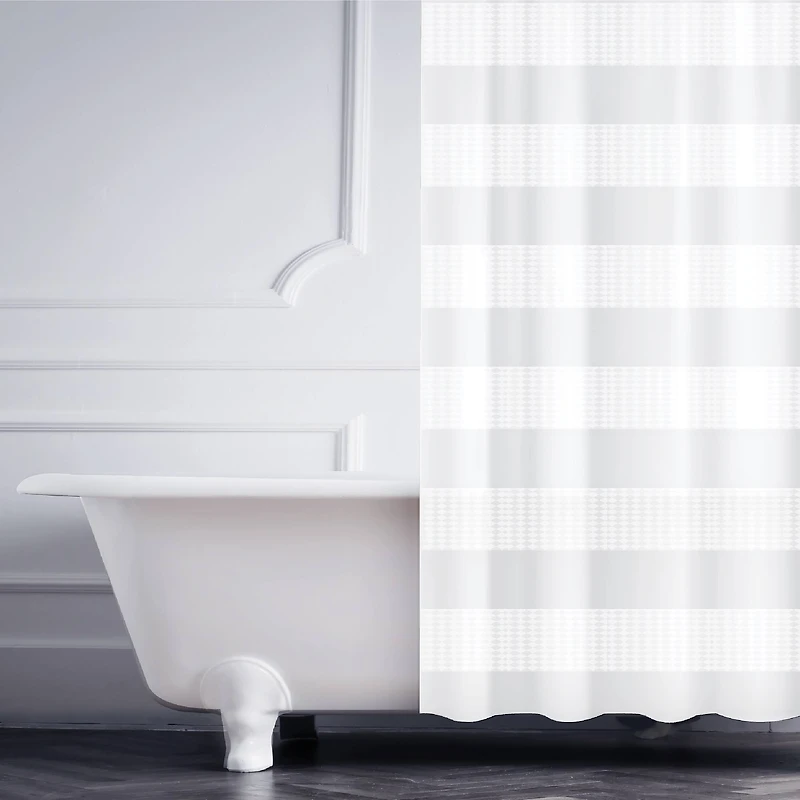 Elle Décor White Jacquard Weave Shower Curtain