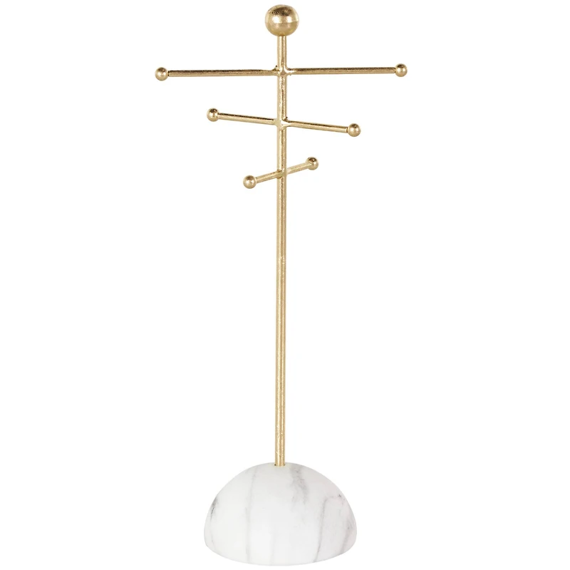 13" Gold Metal 6-Slot Jewelry Stand with White Base