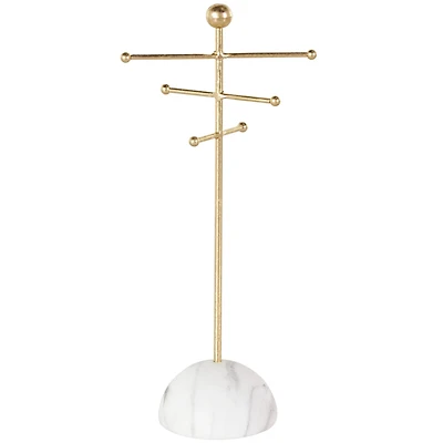 13" Gold Metal 6-Slot Jewelry Stand with White Base