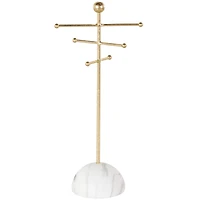 13" Gold Metal 6-Slot Jewelry Stand with White Base