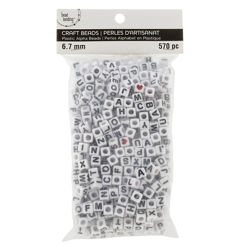 12 Packs: 570 ct. (6,840 total) White Alphabet Cube Crafting Beads, 6.7mm by Bead Landing™