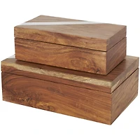 Brown Box Set with Silver Diagonal Stripes