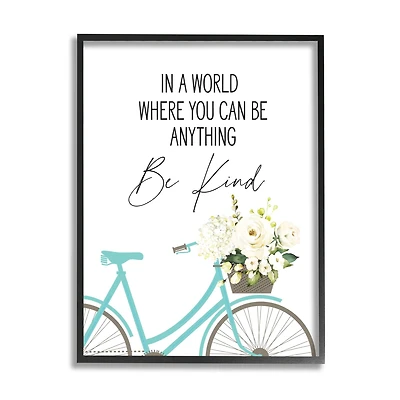 Stupell Industries Be Kind Bicycle Floral Giclée Textured Framed Wall Art