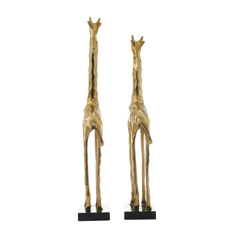 27" Gold Aluminum Giraffe Sculpture Set