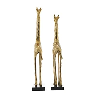 27" Gold Aluminum Giraffe Sculpture Set