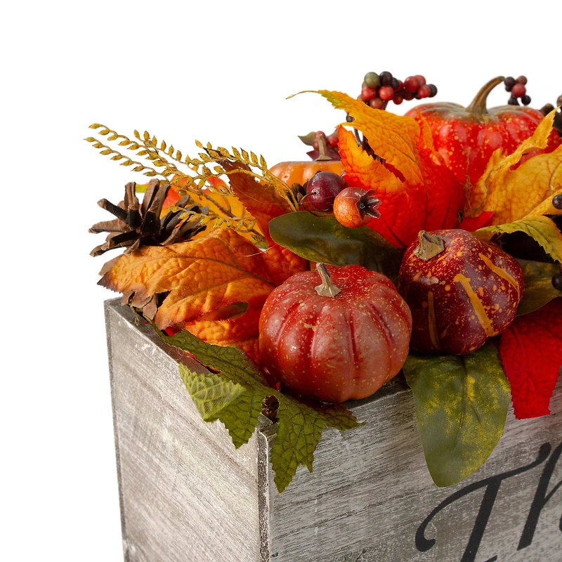 24" Autumn Harvest Maple Leaf & Berry Arrangement in Wooden Box