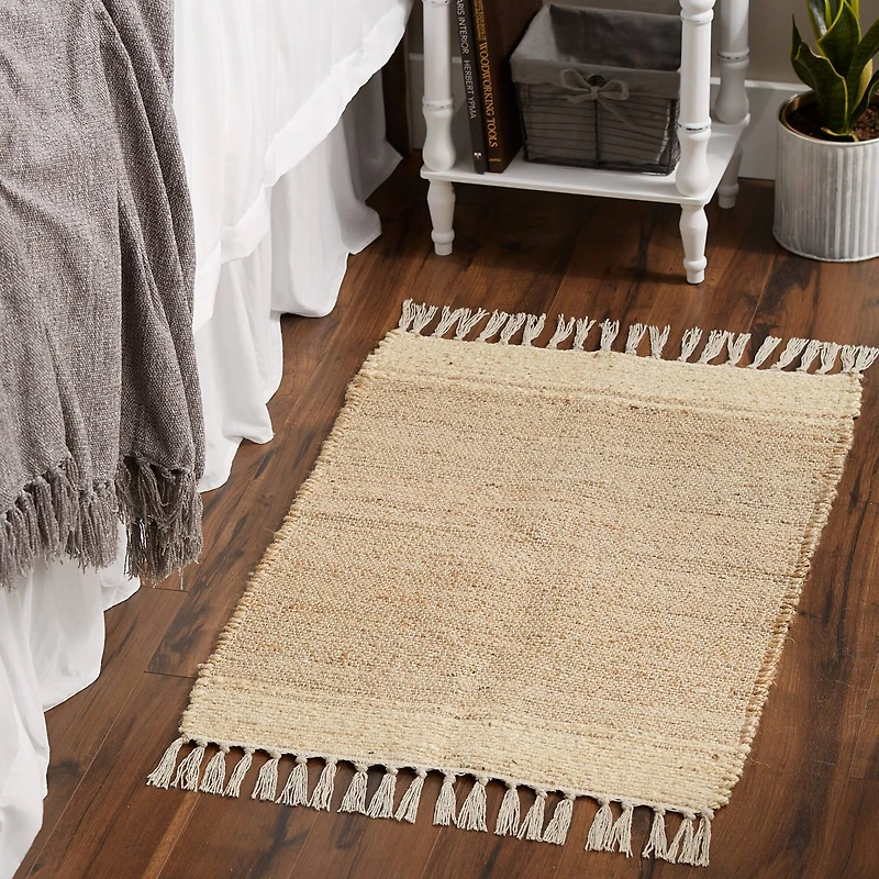 DII® Off White With Natural Jute Stripes Hand-Loomed Rug, 2ft. x 3ft.