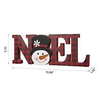 Glitzhome® 15'' NOEL Wooden Christmas Plaid Table Décor