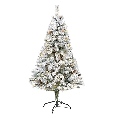 5ft. Pre-Lit White River Mountain Pine Artificial Christmas Tree, Clear LED Lights