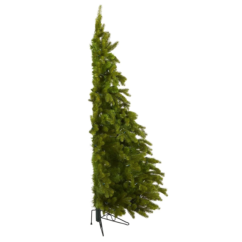 6ft. Pre-Lit Cambridge Spruce Flat Back Artificial Christmas Tree, Warm White LED Lights