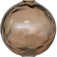 17" Brown Ribbed Spanish Bottle Recycled Glass Vase