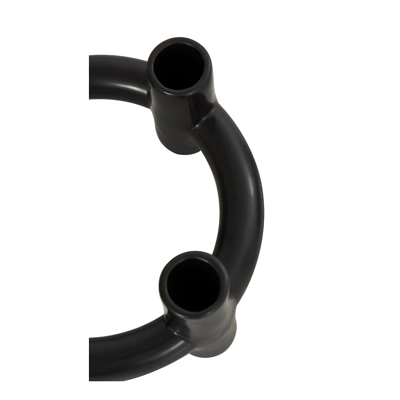 CosmoLiving by Cosmopolitan 8" Black & White Ceramic Geometric Circle Taper Candle Holder Set