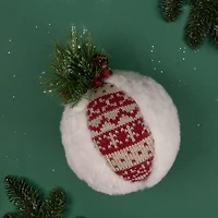 8" Faux Fur and Nordic Print Christmas Ball Ornament