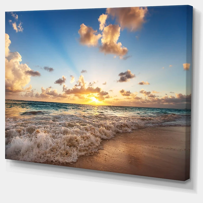 Designart - Sunrise on Beach of Caribbean Sea