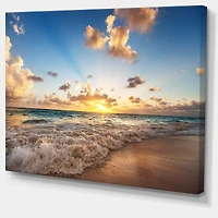 Designart - Sunrise on Beach of Caribbean Sea