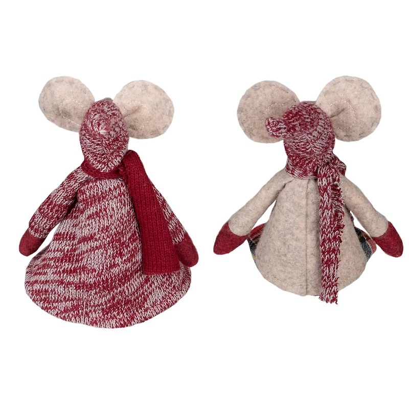 17" Boy & Girl Sitting Plush Christmas Mice Figure Set