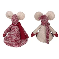 17" Boy & Girl Sitting Plush Christmas Mice Figure Set