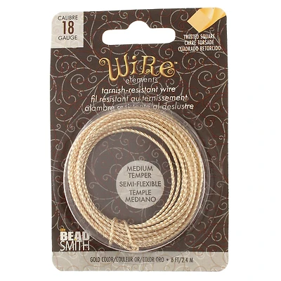 The Beadsmith® Wire Elements™ 18 Gauge Tarnish Resistant Medium Temper Twisted Square Wire