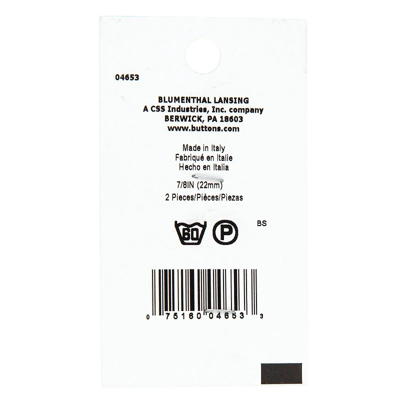 LaMode 7/8" White Shank Buttons, 2ct.