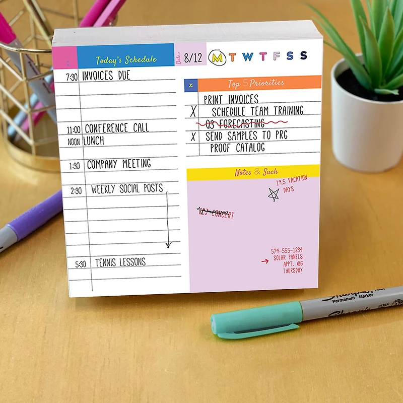 TF Publishing Undated Rainbow Daily Note Block for Productivity & Lists Desktop