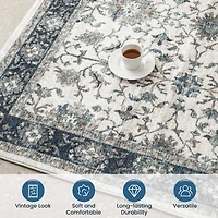 Glitzhome® Ivory & Blue Oriental Area Rug