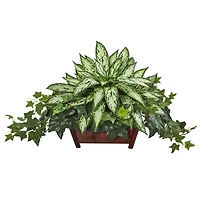 17" Silver Queen & Ivy Plant in Decorative Planter