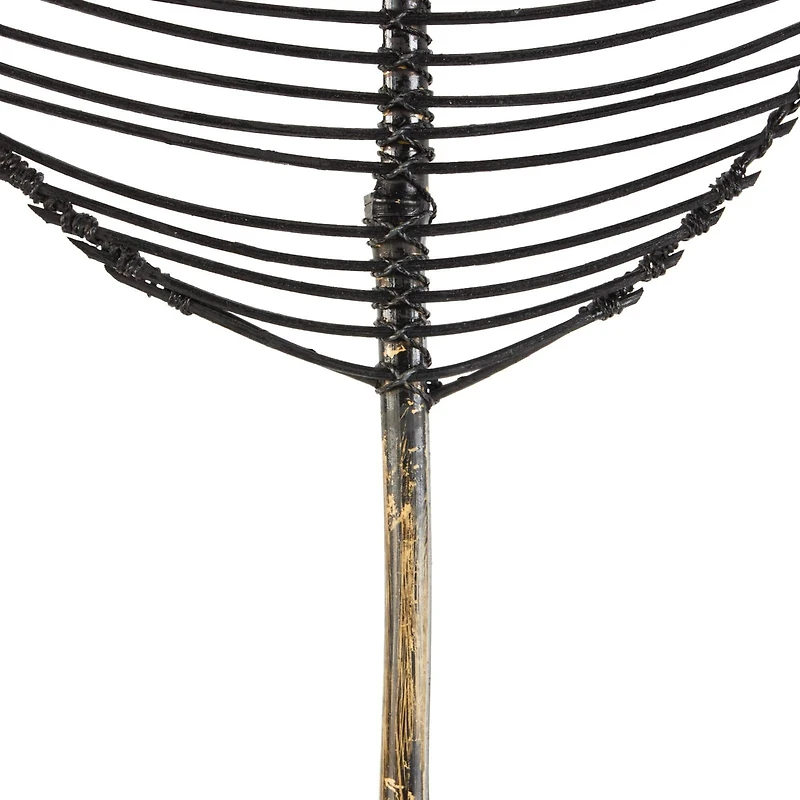 79" Black Bamboo Wood Handmade Woven Leaf Set