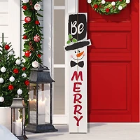 Glitzhome® 42" Be Merry Wooden Snowman Porch Sign